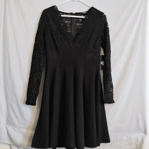 Trac Elegant Black Long Sleeve Dress